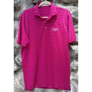 Madison Club Men's Polo Shirt in Bright Pink Stripe